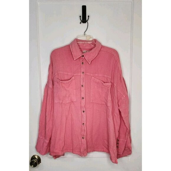 Free People We The Free Bright Pink Cardiff Top Size Medium - Picture 1 of 4